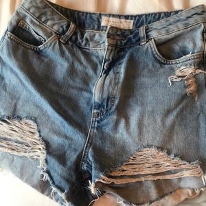 TopShop Mom Jean Shorts Moto